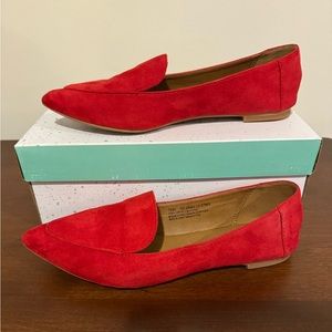 Red fabric flats. EUC